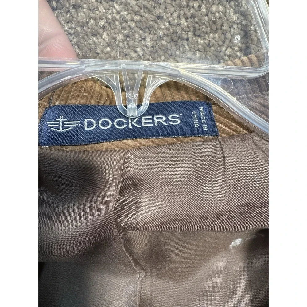 DOCKERS 44L Brown Corduroy Blazer Jacket‎ Sport Coat Single Breasted Professor